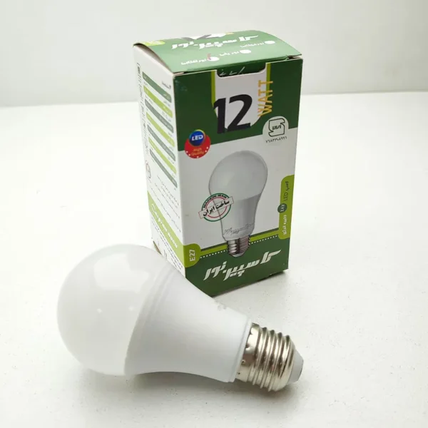 خرید اینترنتی لامپ ال ای دی 12 پایه E27 حبابی وات کاسپین نور فروشگاه تجهیزات روشنایی لایت ایران