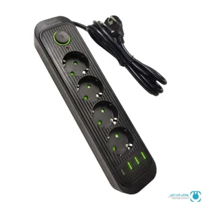چندراهی برق با چهار پریز و پورت USB | تجهیزات روشنایی لایت ایران